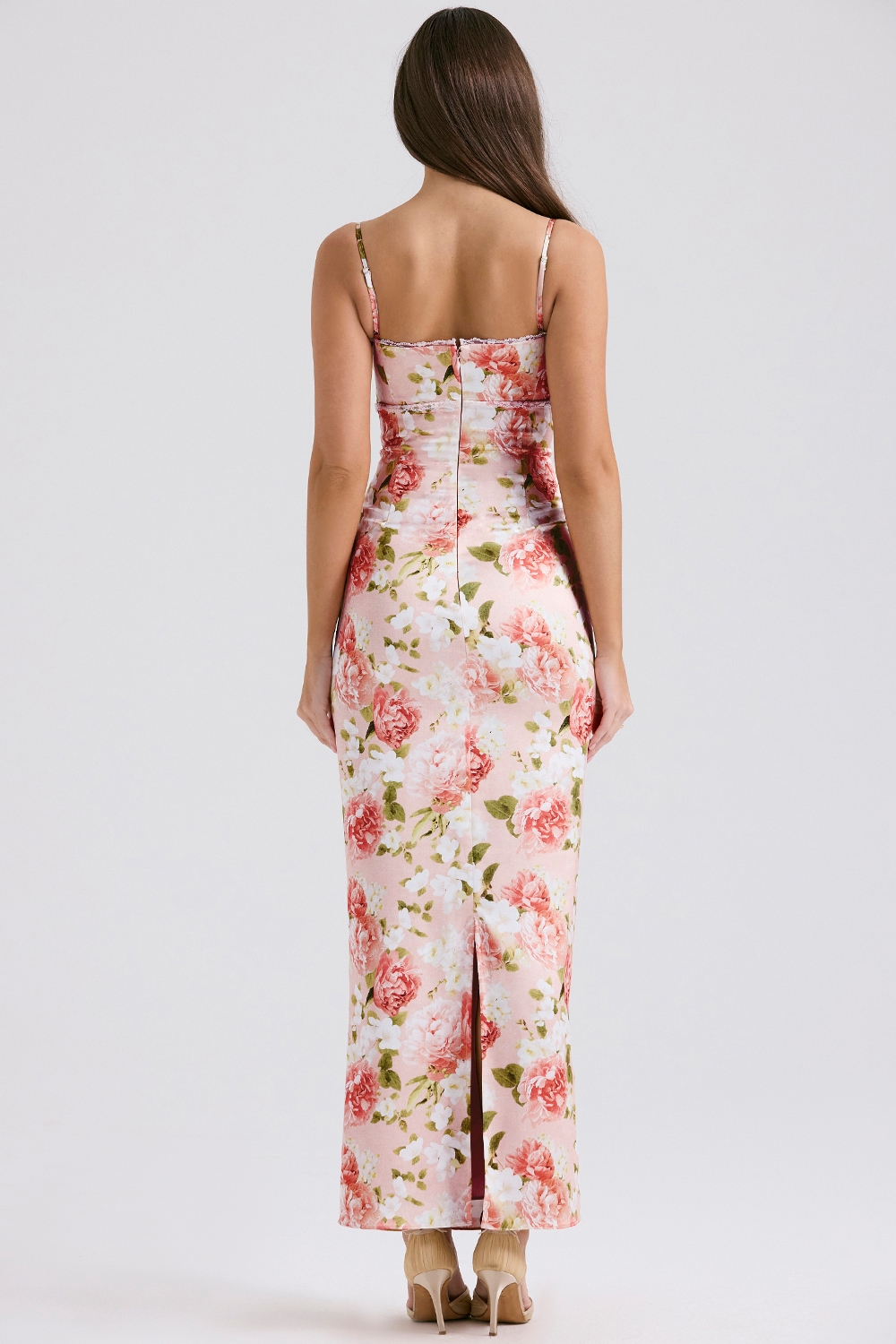 Josefina  Pink Peony Print Satin Maxi Dress — image 7