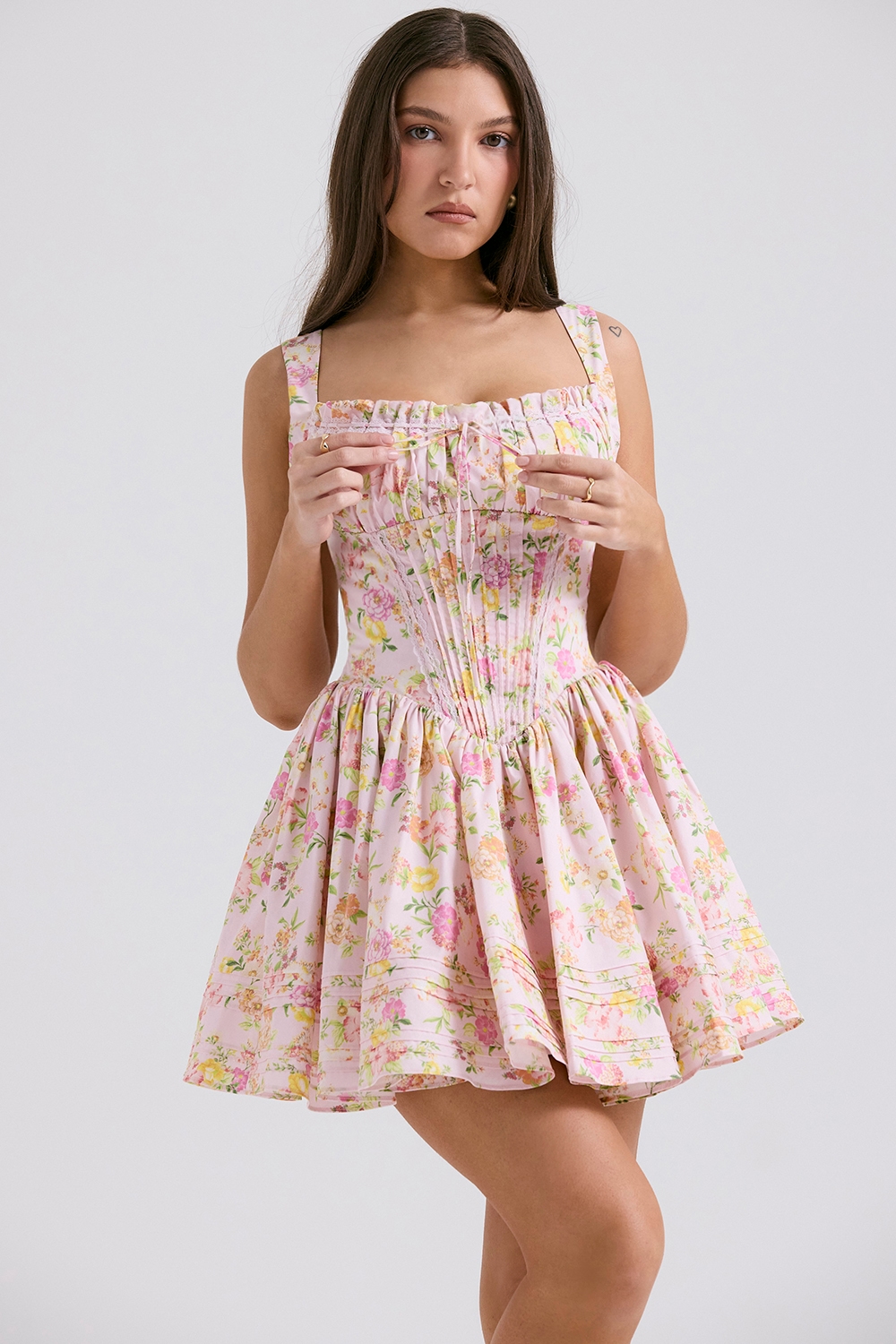 Natassia  Pink Meadow Print Cotton Mini Dress — image 6