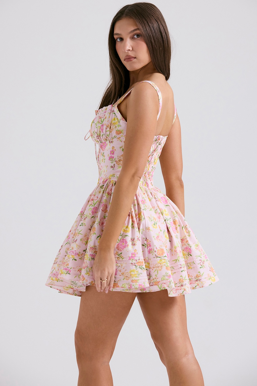 Natassia  Pink Meadow Print Cotton Mini Dress — image 8