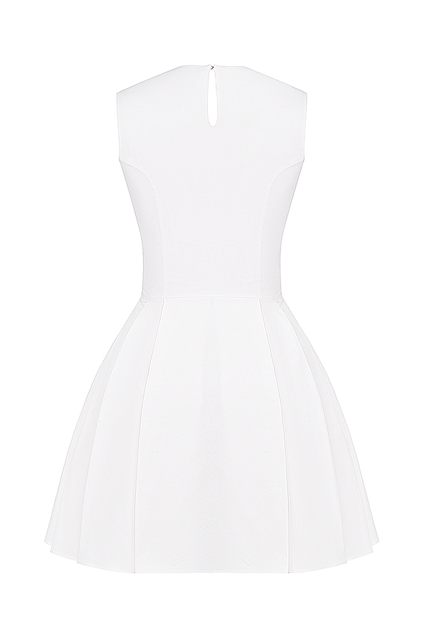 Claretta  White Pleated Cotton Mini Dress — image 14