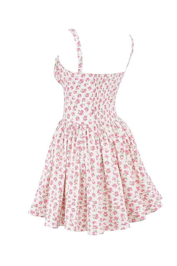 Natassia  White Rosebud Print Cotton Mini Dress — image 15