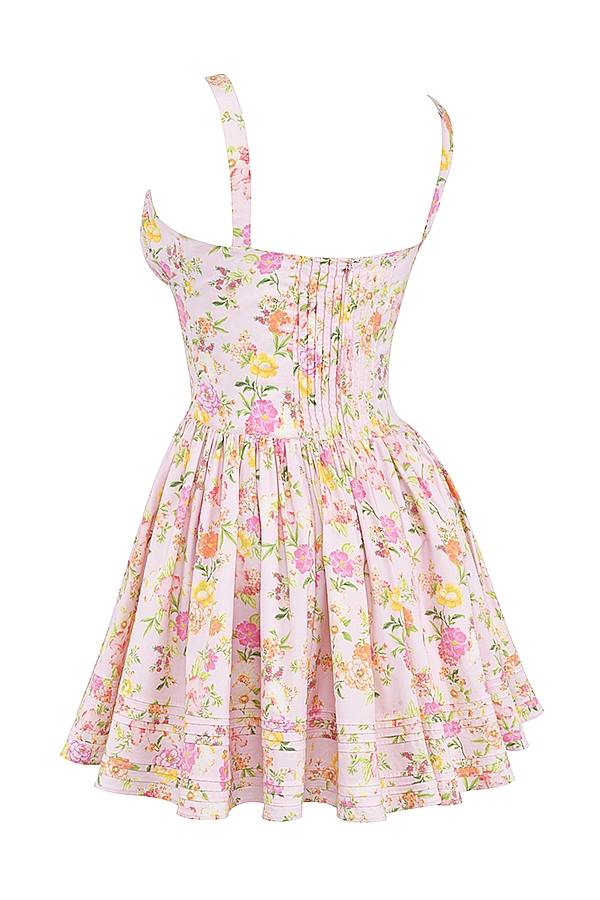 Natassia  Pink Meadow Print Cotton Mini Dress — image 16