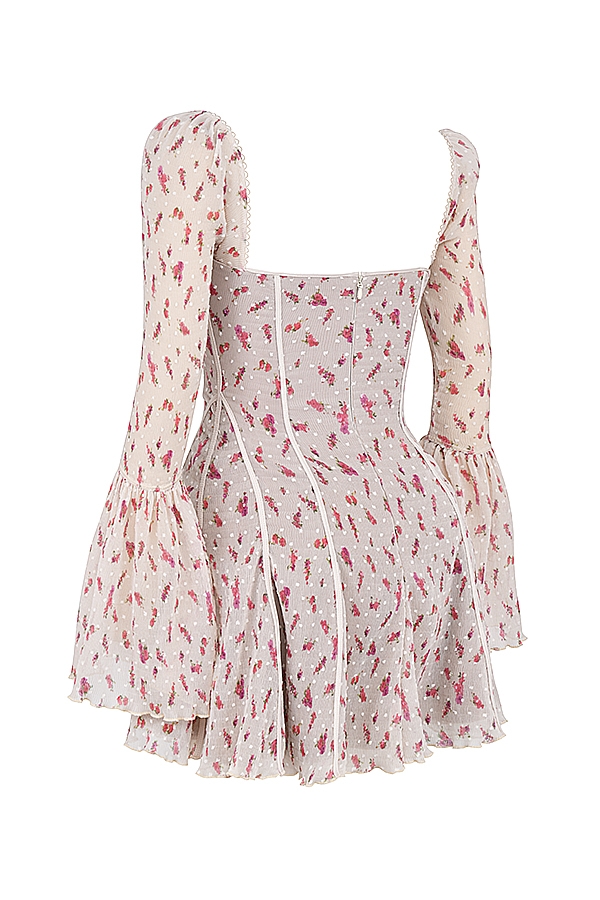 Analissa  Vintage Cream Rose Print Corset Mini Dress — image 15