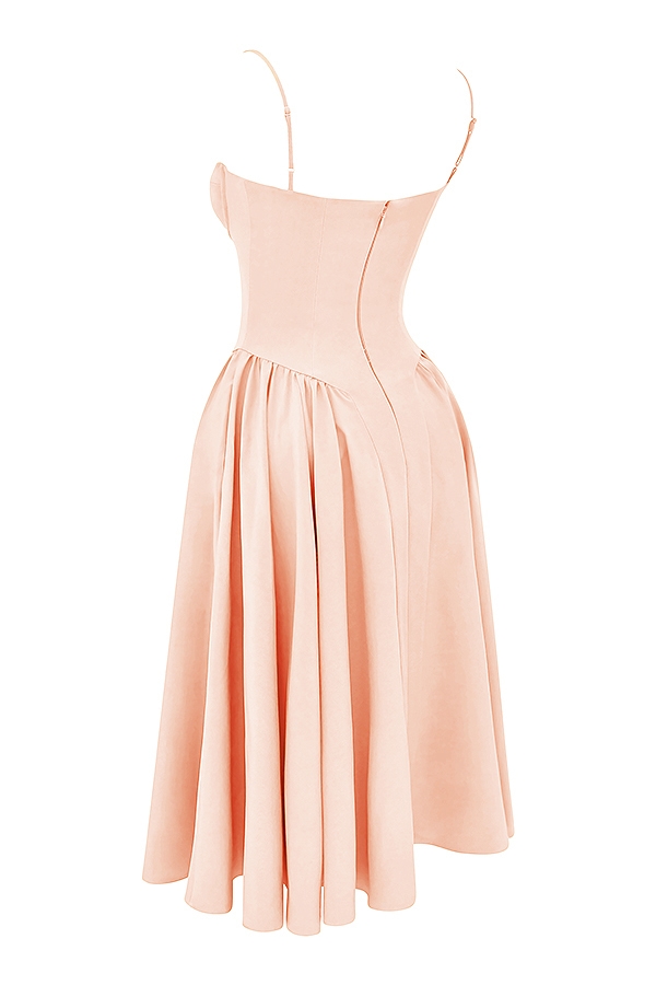 Samaria  Peach Parfait Twill Corset Midi Dress — image 12