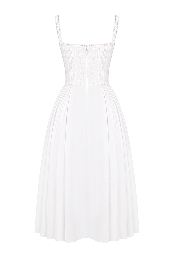 Milia  White Broderie Anglais & Cotton Midi Dress — image 17