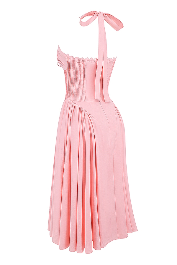 Adabella  Rose Pink Cotton Halter Midi Sundress — image 11