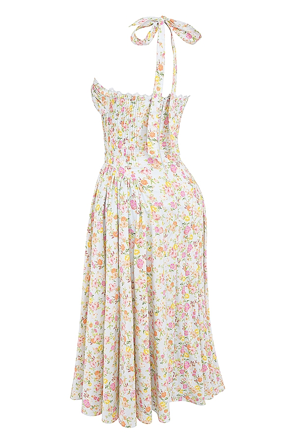 Adabella  Pale Blue Meadow Print Cotton Halter Sundress — image 9