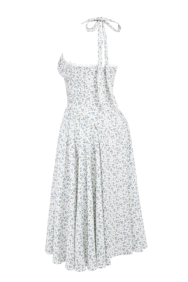 Adabella  White Bluebell Print Cotton Halter Sundress — image 16