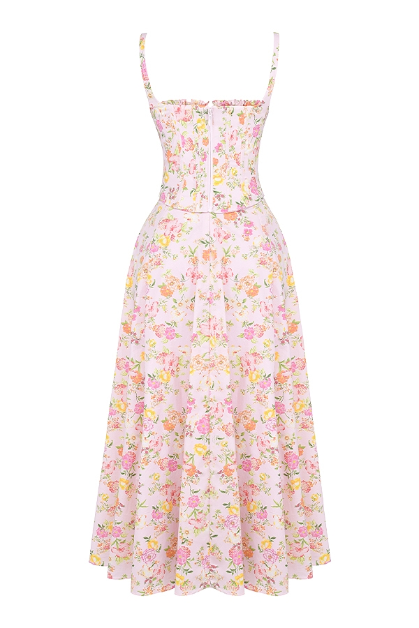 Clarabelle  Pink Meadow Print Cotton Midi Sundress — image 10