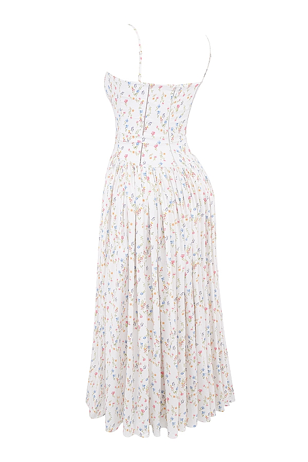Ysabella  White Posy Print Cotton Maxi Sundress — image 10
