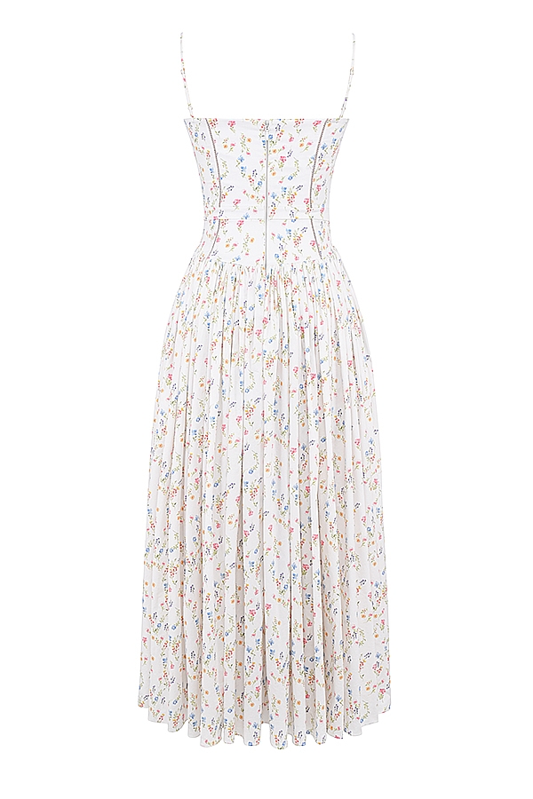 Ysabella  White Posy Print Cotton Maxi Sundress — image 11