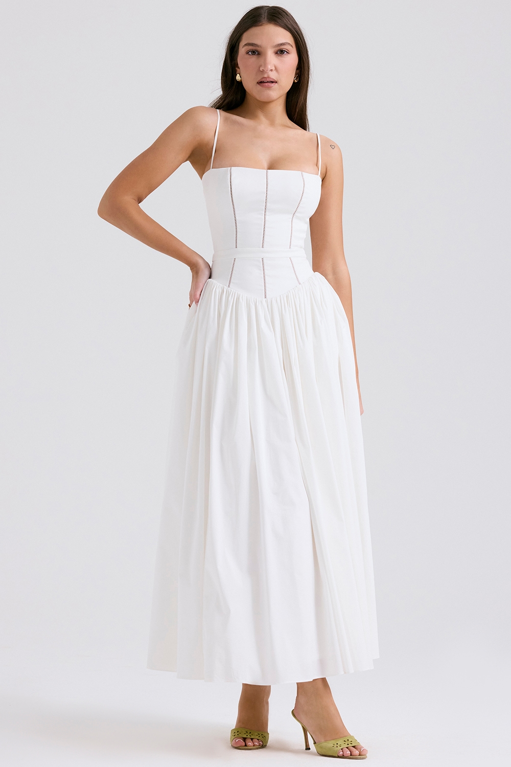 Ysabella  White Cotton Maxi Sundress — image 3