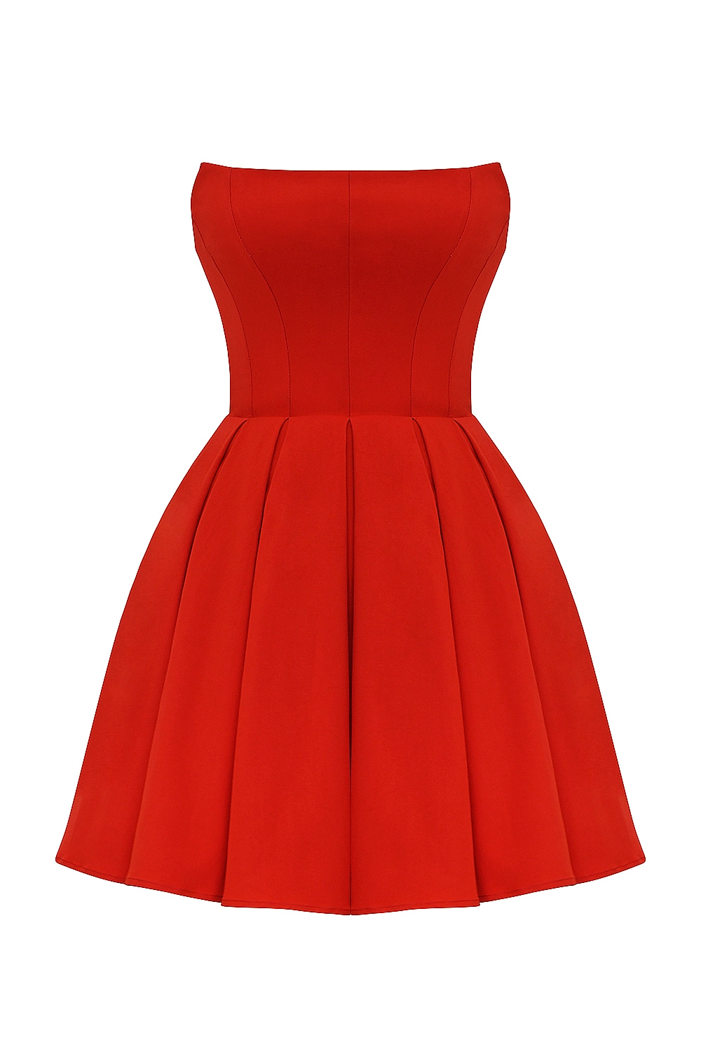 Emmanuela  Italian Tomato Strapless Pleated Mini Dress — image 16