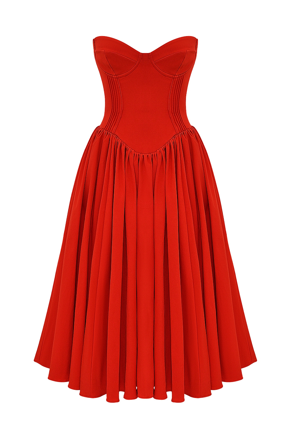 Elizabeth  Italian Tomato Strapless Midi Sundress — image 15