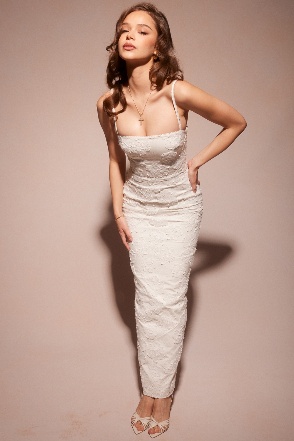 Eva  White Floral Lace Maxi Dress — image 14