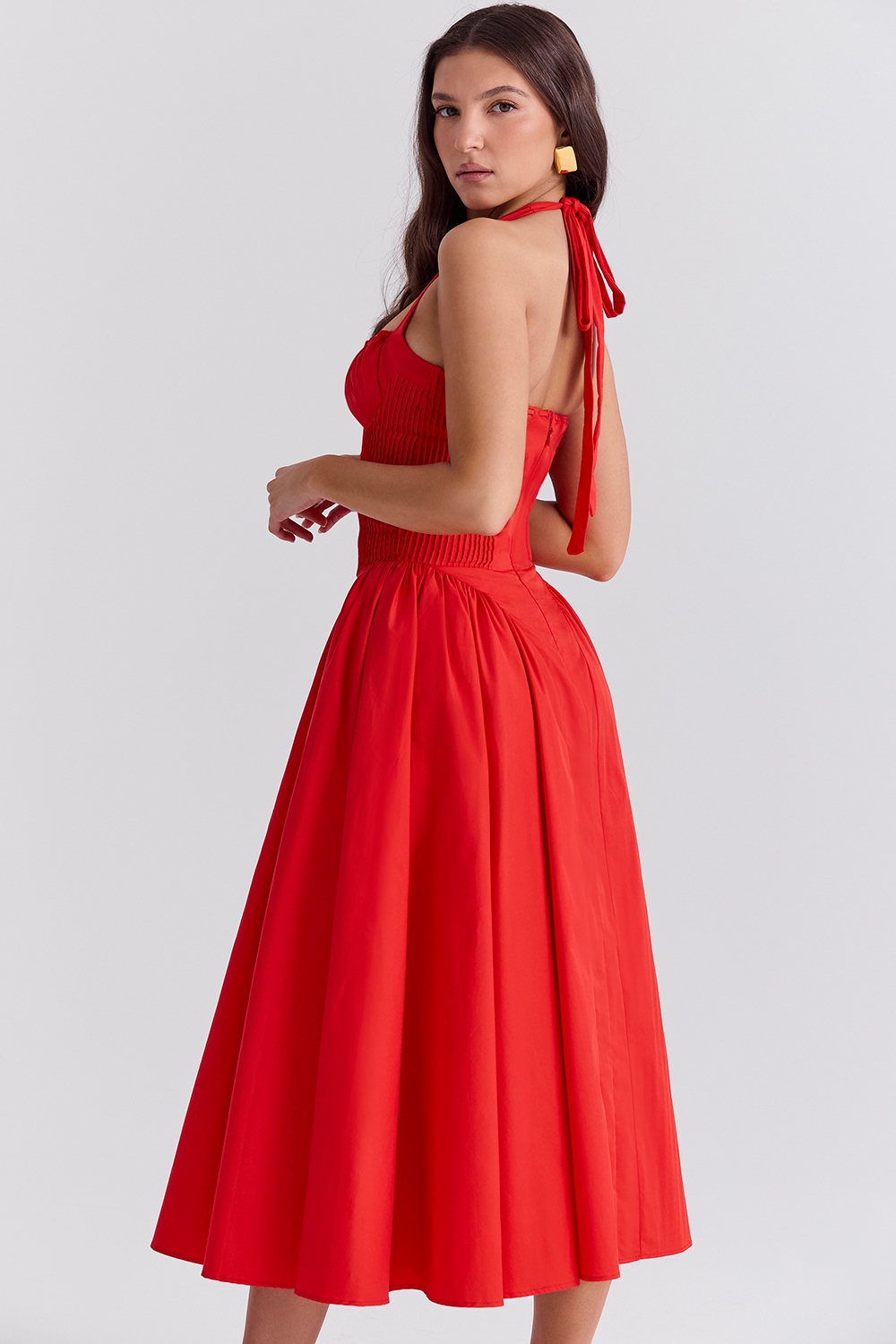 Adabella  Italian Tomato Cotton Halter Sundress — image 7