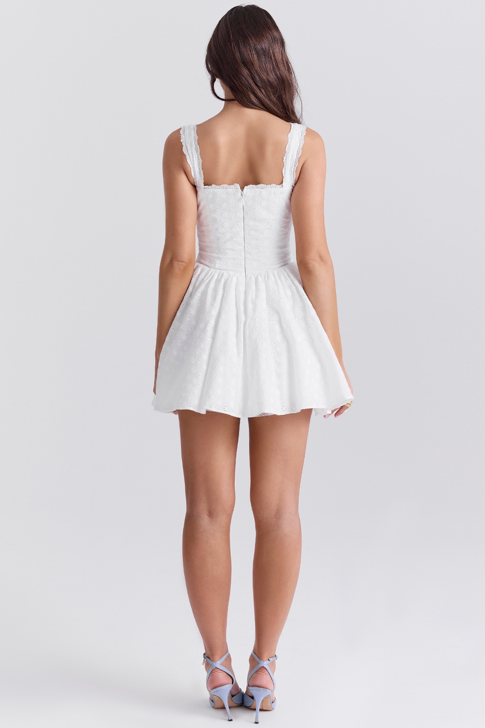 Brigitte  White Cotton Broderie Anglais Corset Mini Dress — image 10