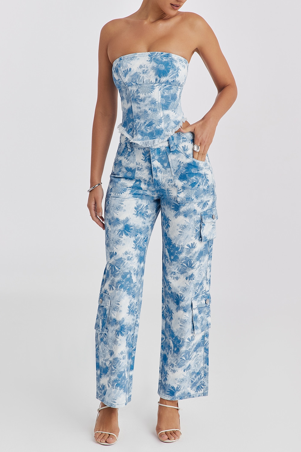 Mistress Rocks Blue Floral Print Cargo Jeans - SALE — image 4