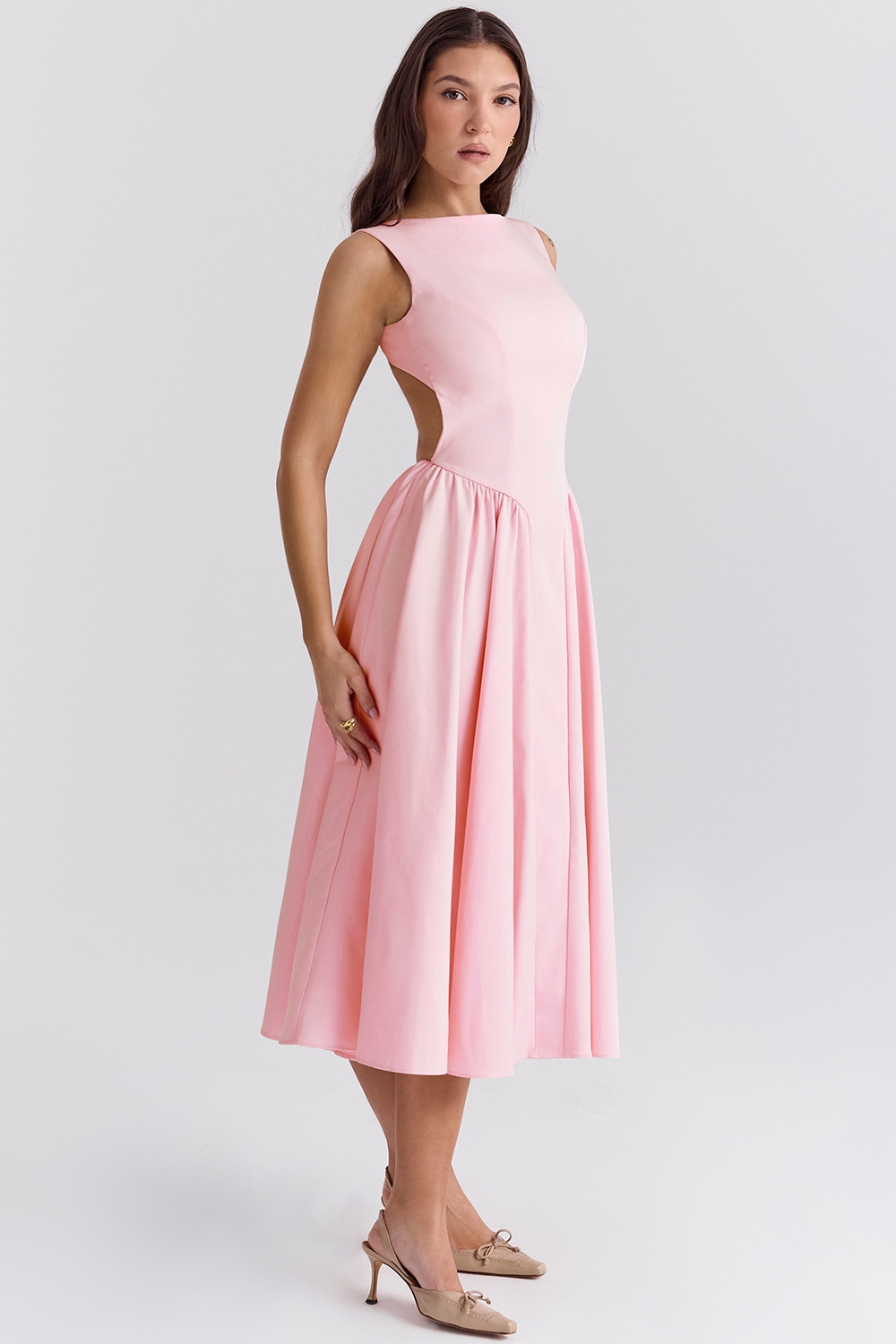 Cindy  Ballerina Pink Twill Midi Sundress — image 10