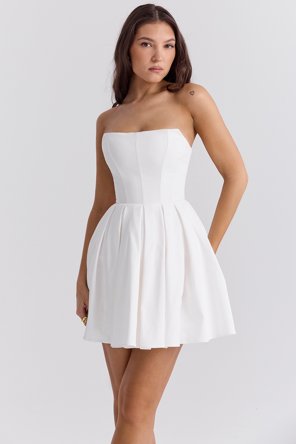 Emmanuela  White Strapless Pleated Mini Dress — image 6