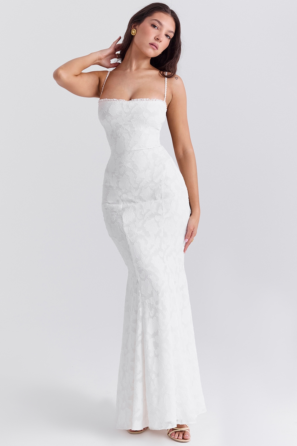 Joan  Ivory Lace Up Back Maxi Dress — image 3