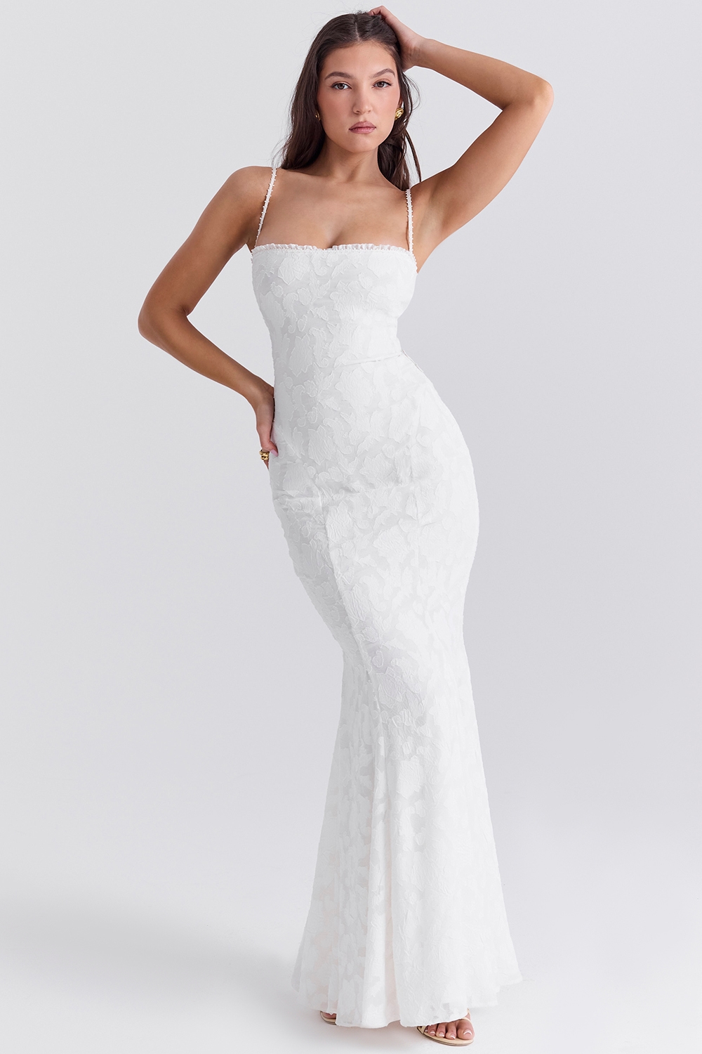 Joan  Ivory Lace Up Back Maxi Dress — image 5