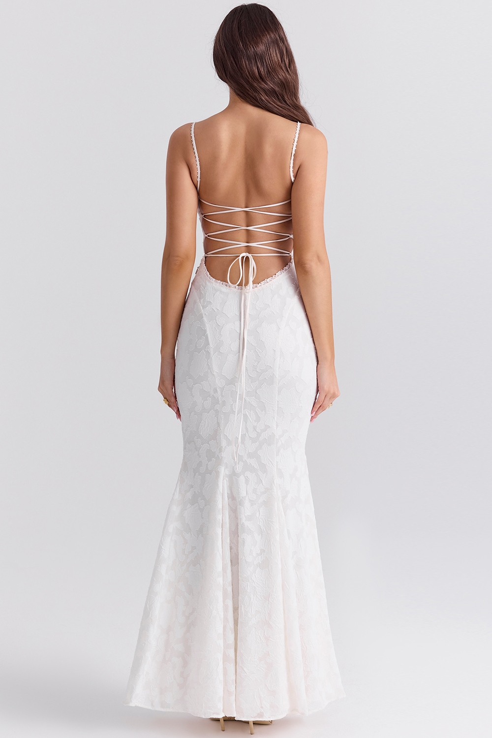 Joan  Ivory Lace Up Back Maxi Dress — image 11