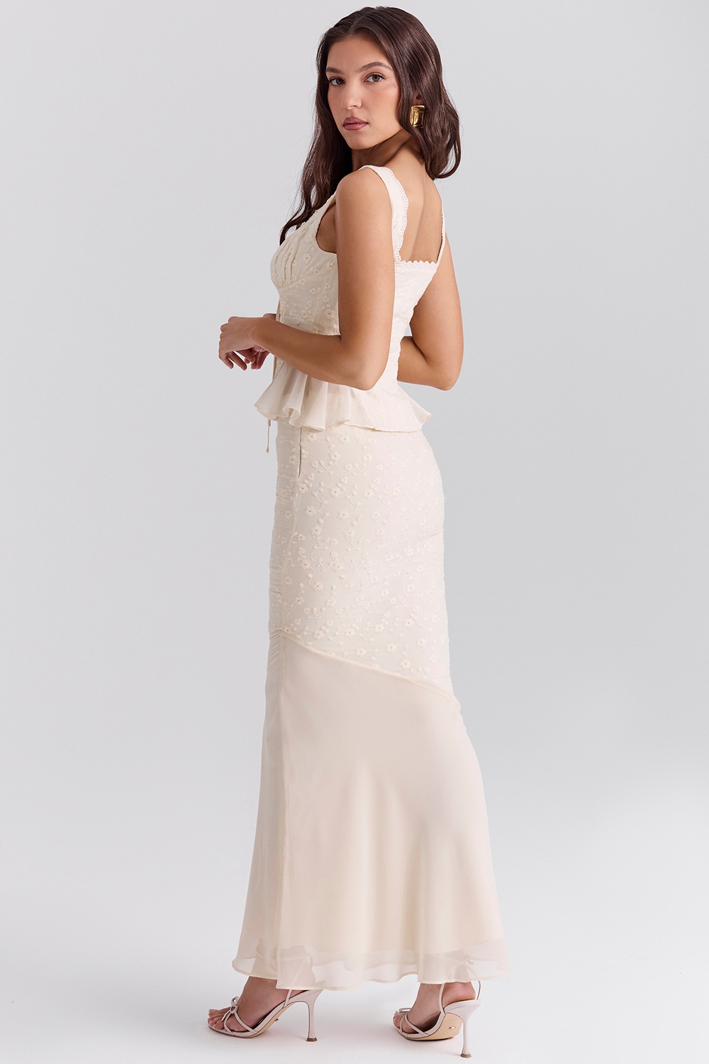 Lana  Vintage Cream Cotton Broderie Anglais Maxi Skirt — image 8