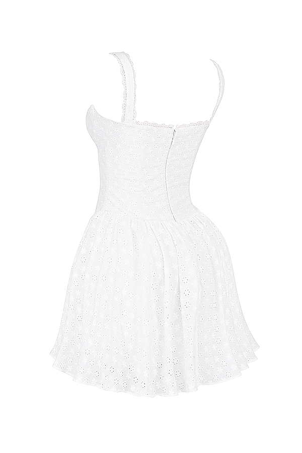 Brigitte  White Cotton Broderie Anglais Corset Mini Dress — image 22