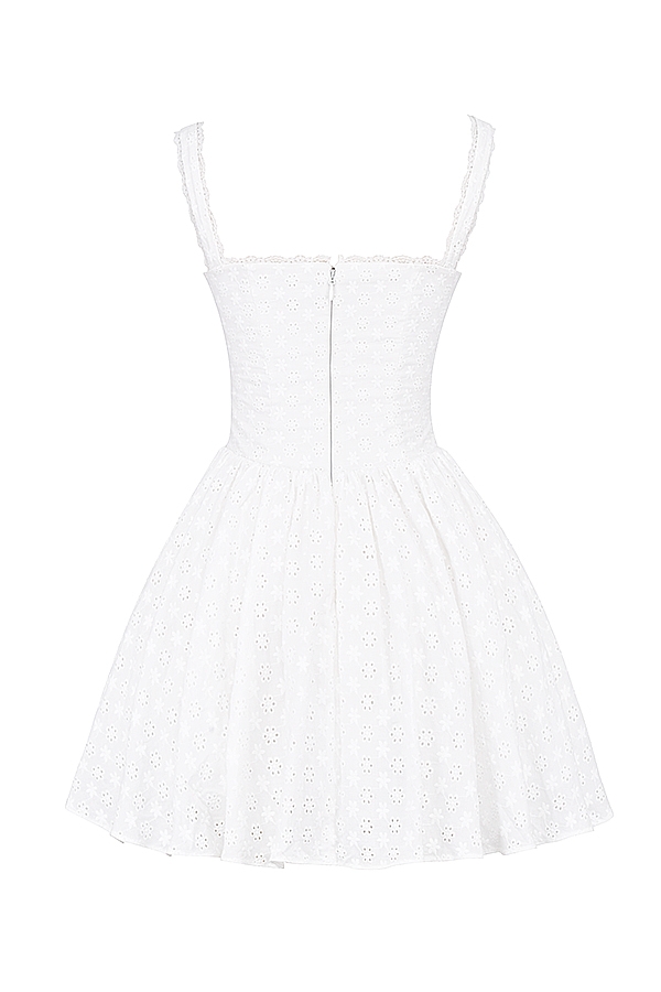 Brigitte  White Cotton Broderie Anglais Corset Mini Dress — image 23