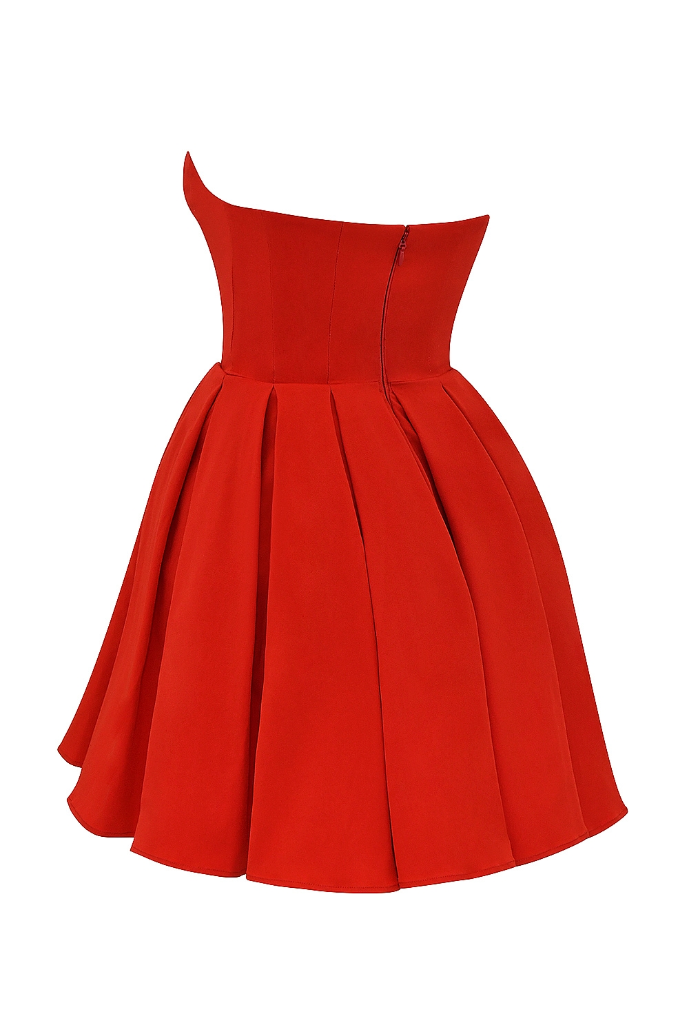 Emmanuela  Italian Tomato Strapless Pleated Mini Dress — image 17