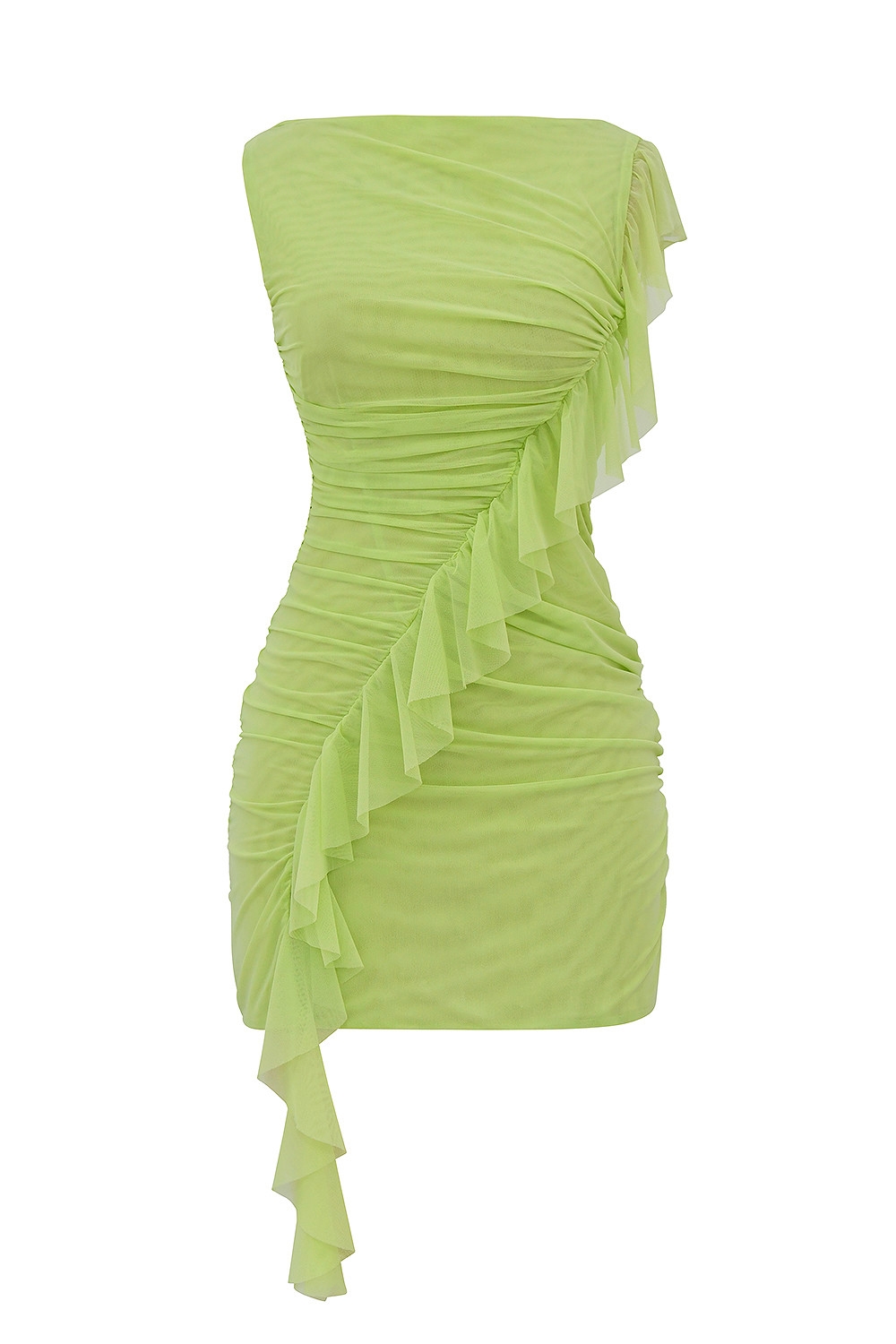 Mistress Rocks Matcha Boat Neck Gathered Ruffle Mini Dress - SALE — image 12