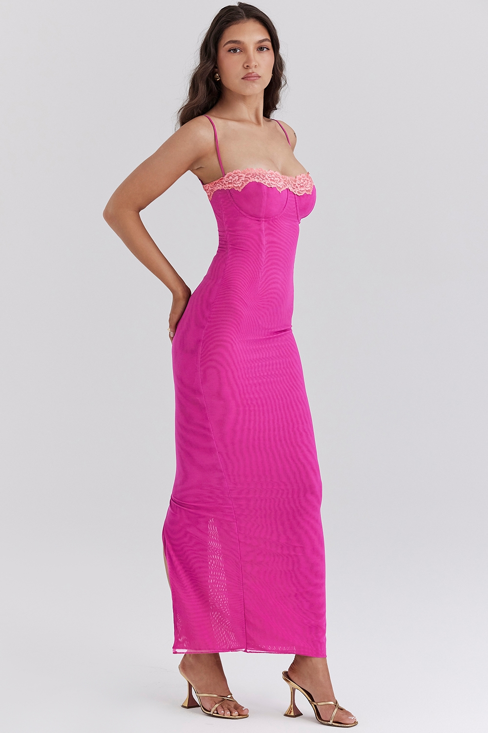 Aiza  Raspberry Lace Trimmed Maxi Dress — image 6