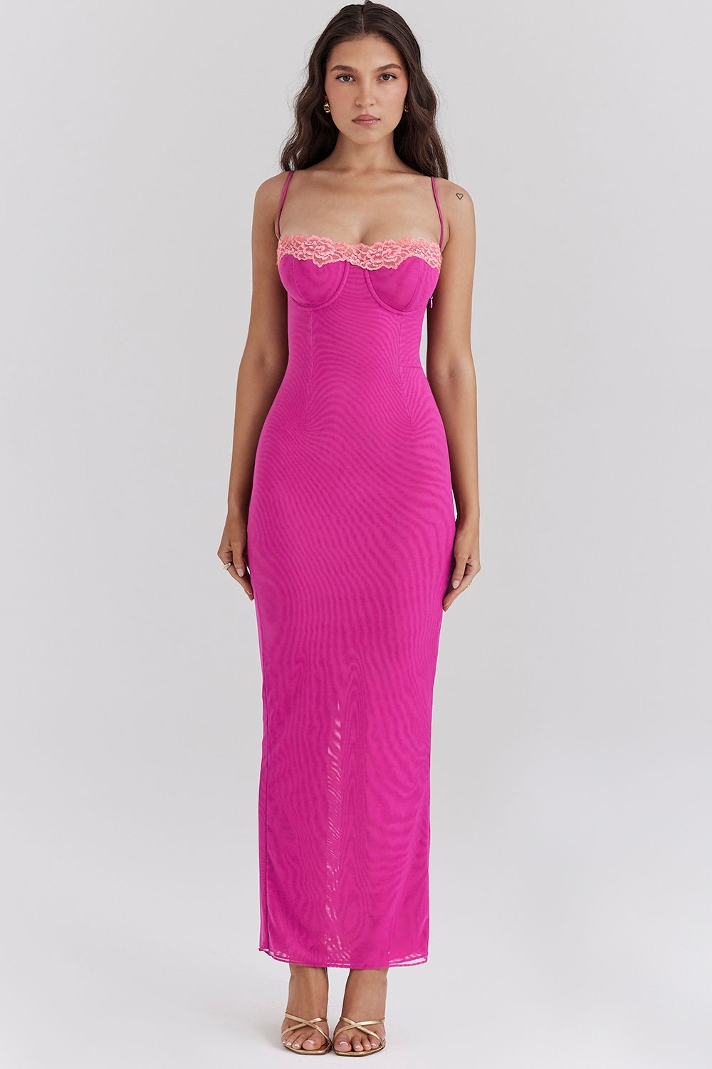 Aiza  Raspberry Lace Trimmed Maxi Dress — image 1