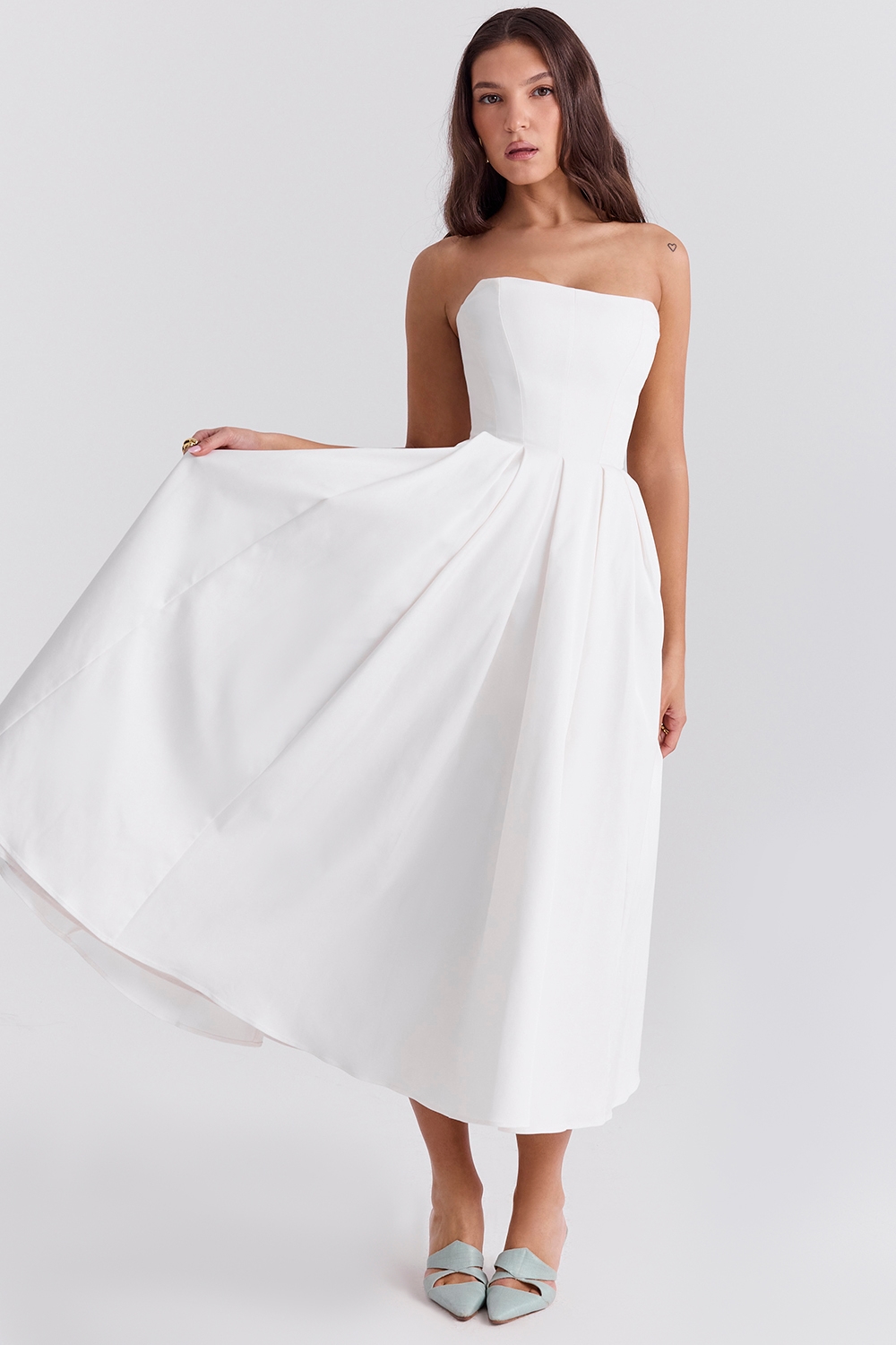 Audrey  White Strapless Midi Sundress — image 3