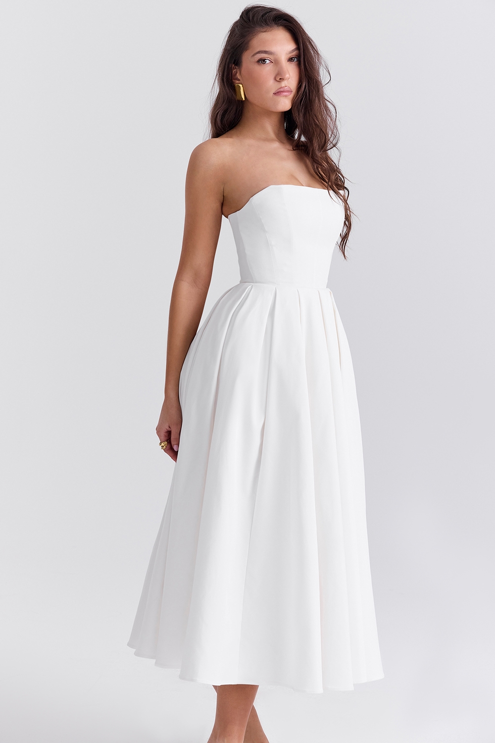 Audrey  White Strapless Midi Sundress — image 6