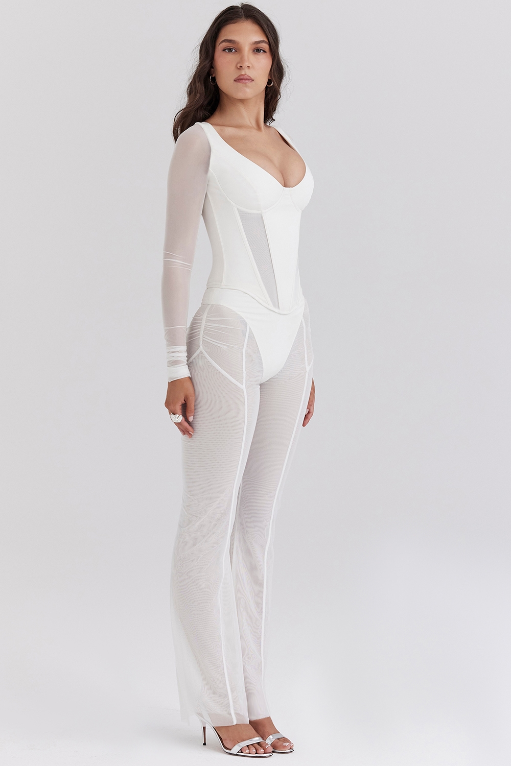 Avalon  White Mesh High Waist Trousers — image 6