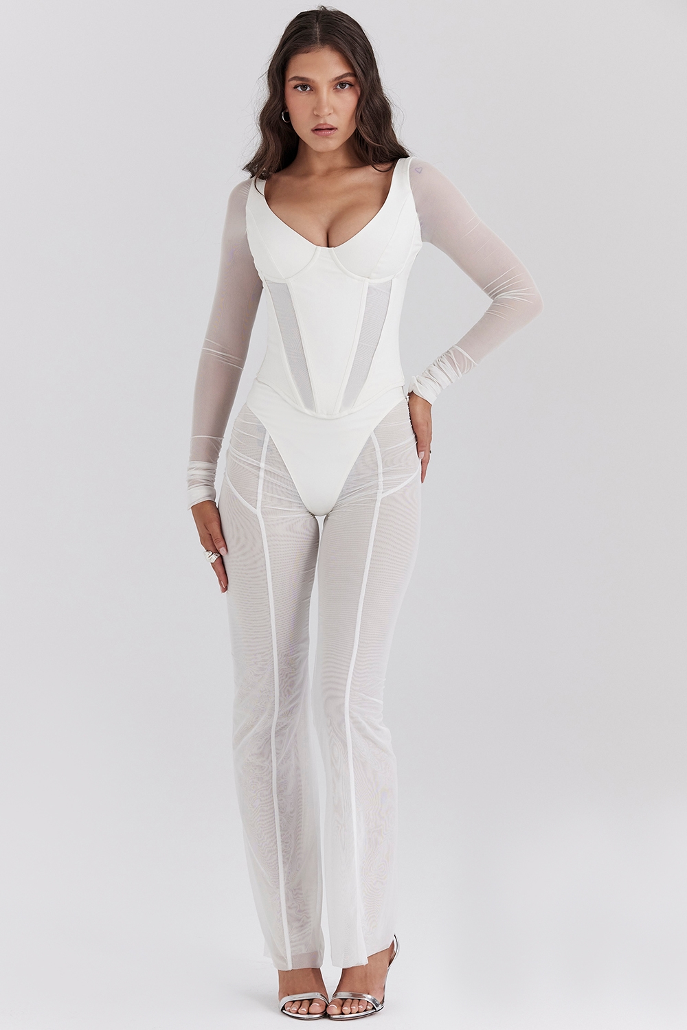 Avalon  White Mesh High Waist Trousers — image 3