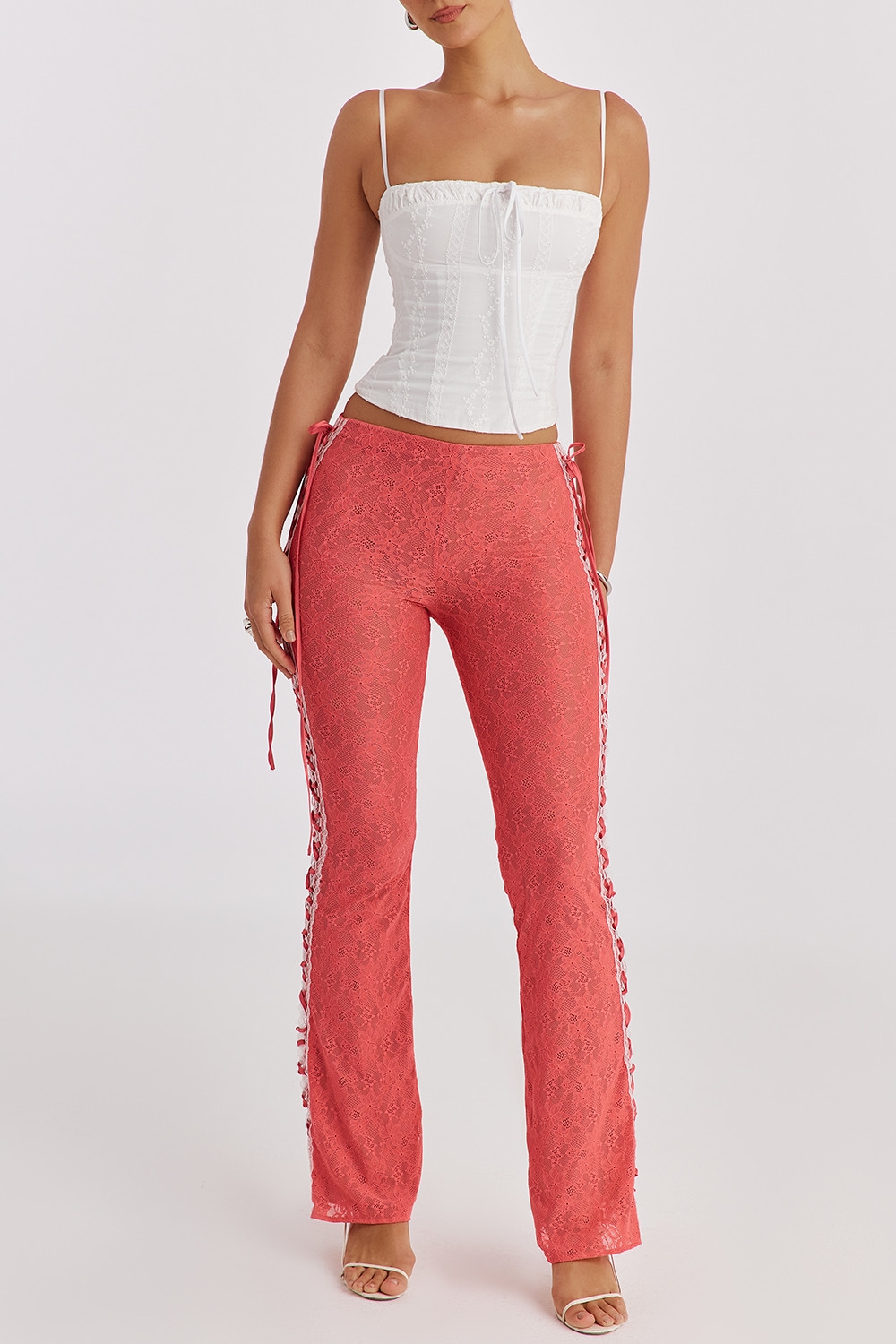 Mistress Rocks Grapefruit Lace Up Trousers - SALE — image 3