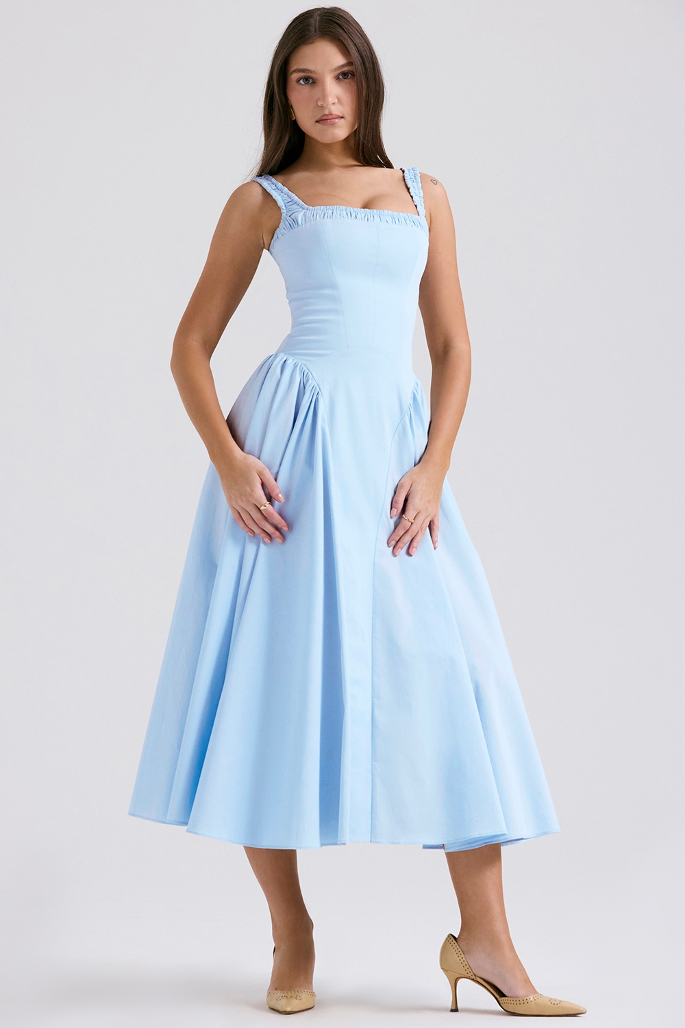 Dorothy  Italian Azure Cotton Midi Sundress — image 3