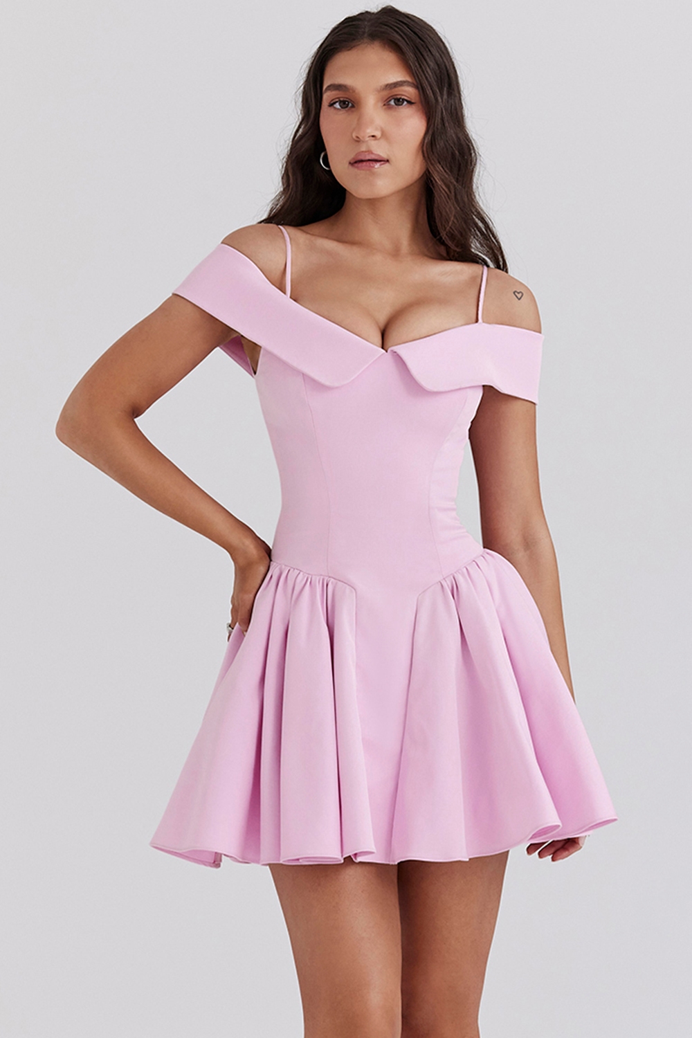 Elida  Cotton Candy Twill Off Shoulder Mini Dress — image 1