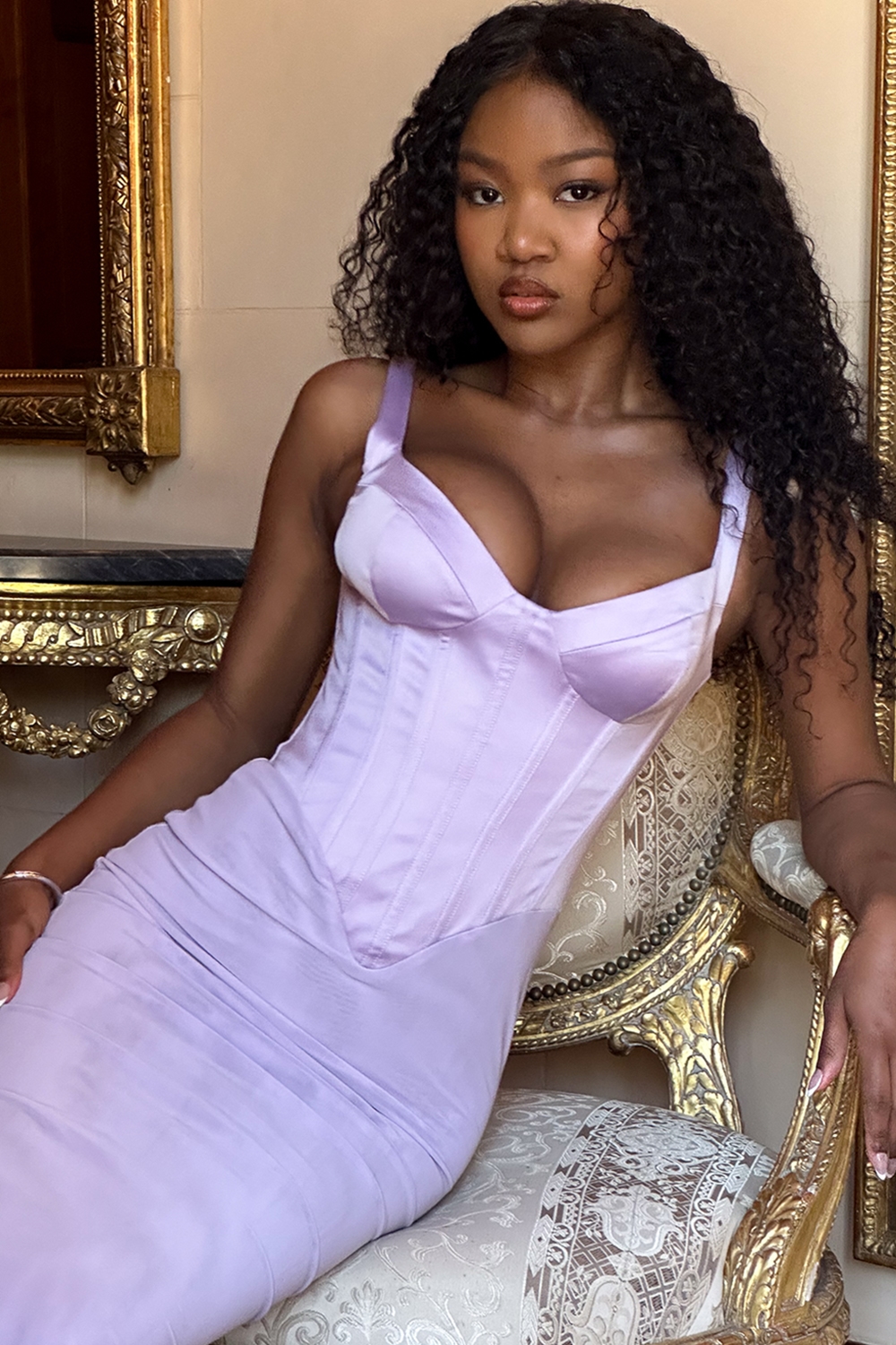 Breeze  Orchid Satin Corset Maxi Dress — image 2