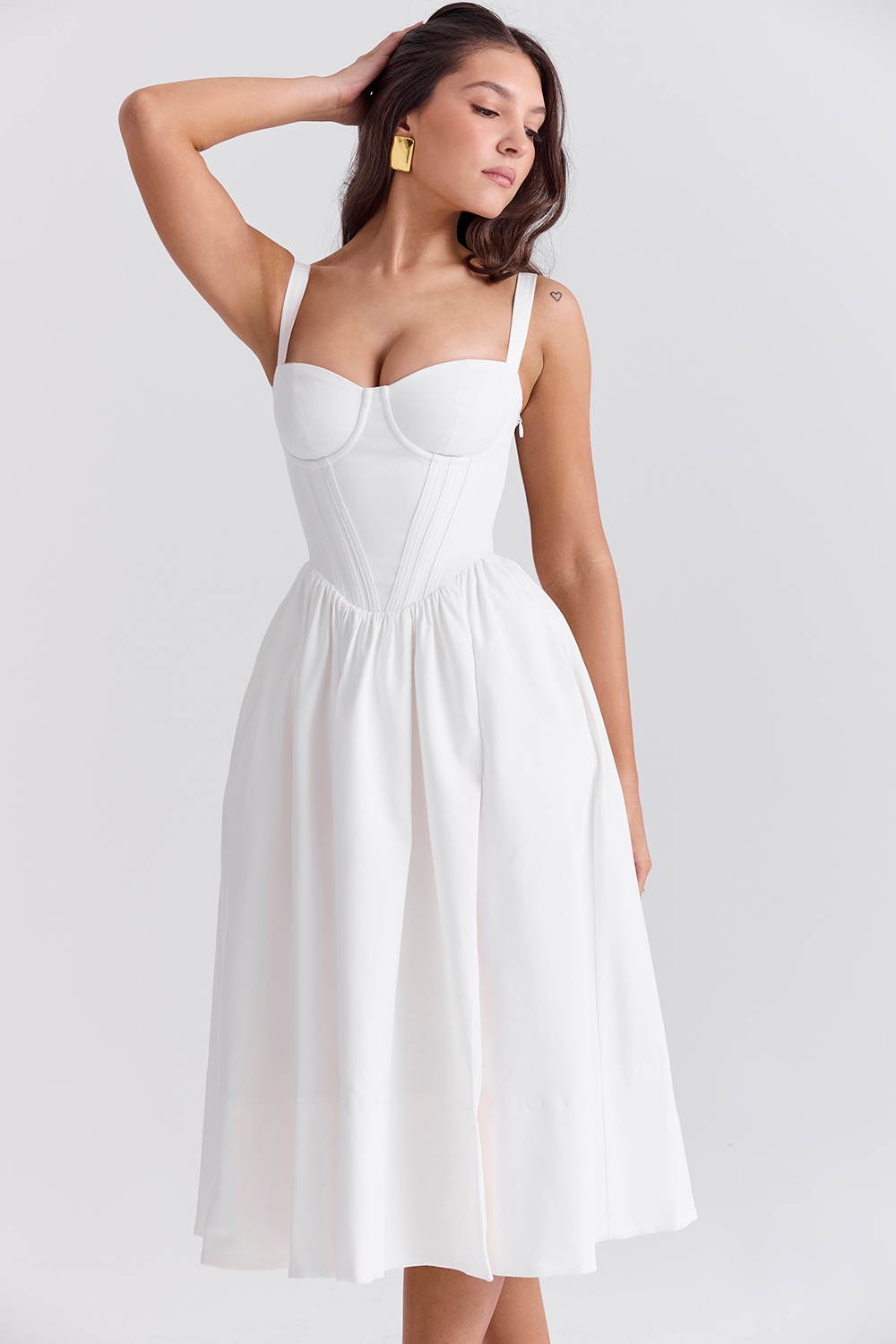 Kelly  White Corset Midi Sundress — image 5