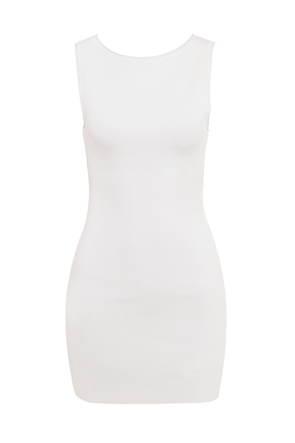 Laguna  White Stretch Knit Mini Dress — image 8