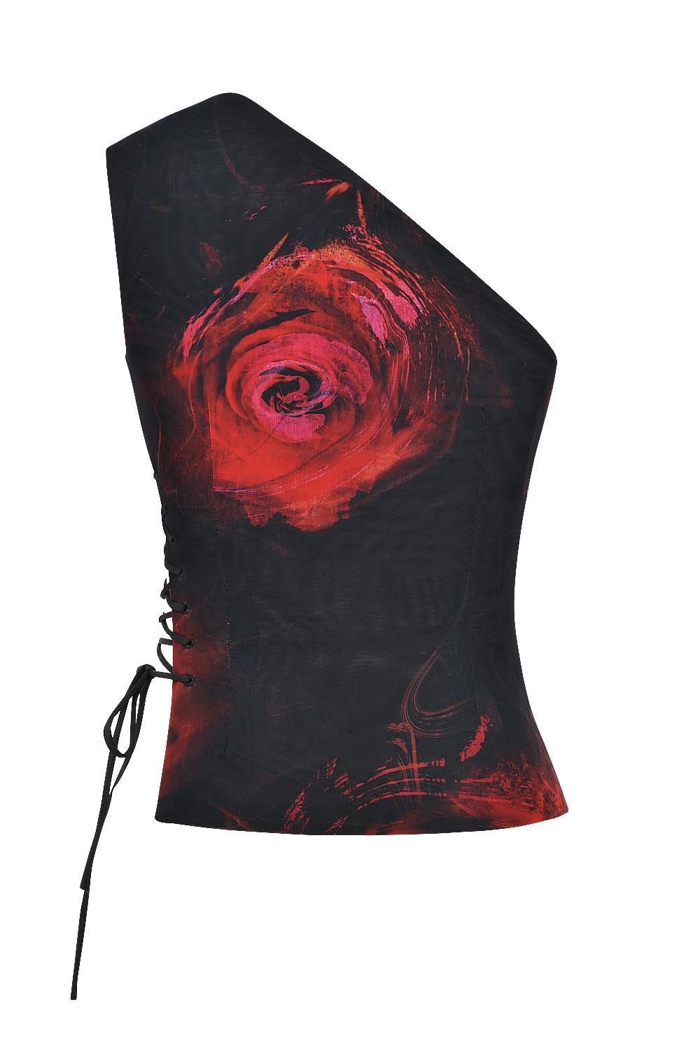Mistress Rocks Black Rose Print One Shoulder Top - SALE — image 14