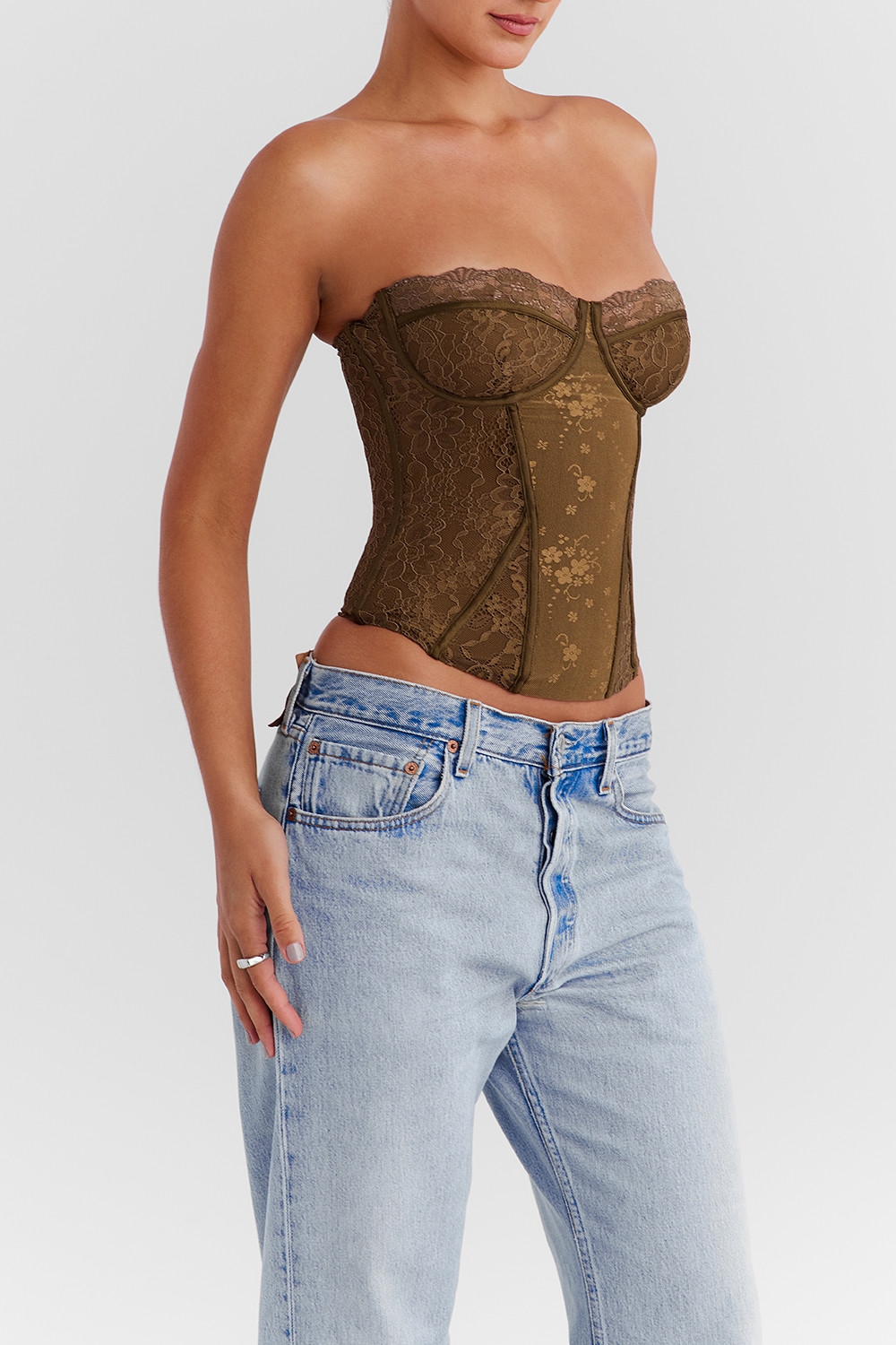 Mistress Rocks Olive Green Lace Underwired Corset - SALE — image 6
