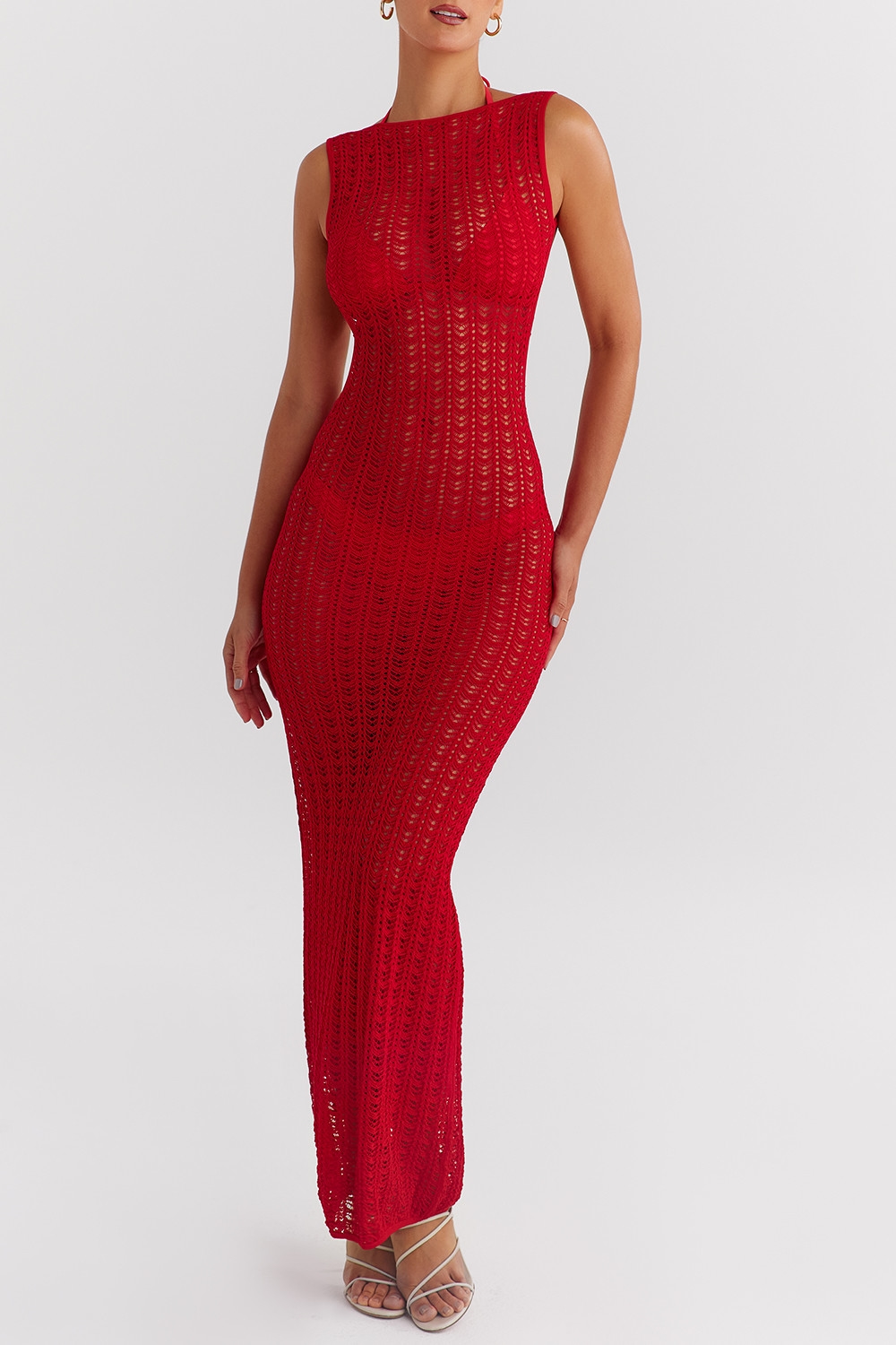 Mistress Rocks Red Knit Cover Up Maxi Dress - SALE — image 4
