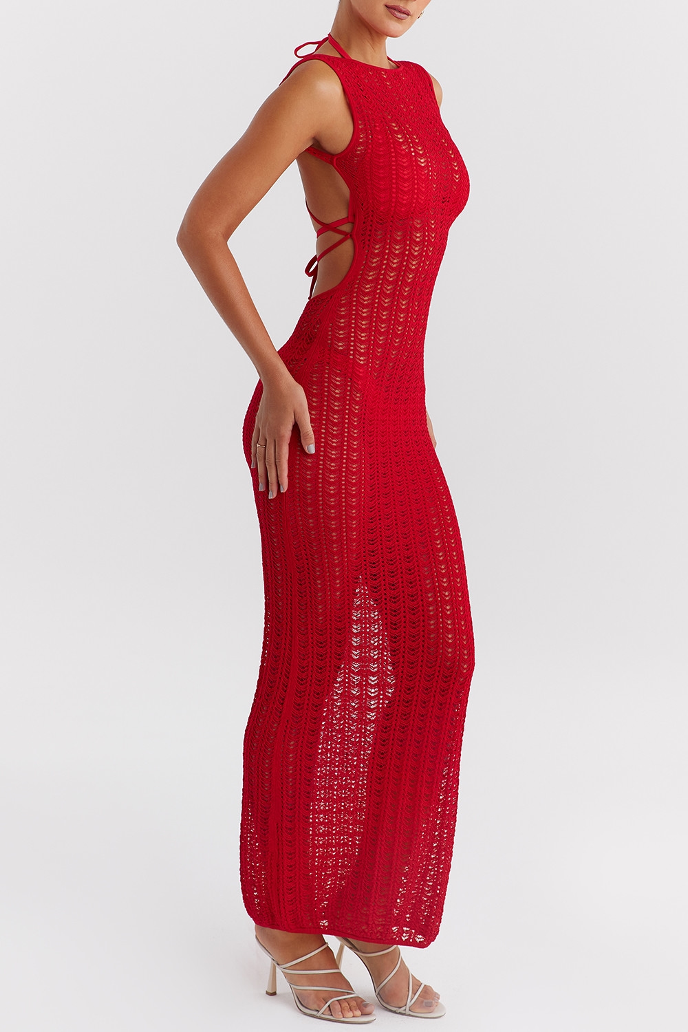 Mistress Rocks Red Knit Cover Up Maxi Dress - SALE — image 7