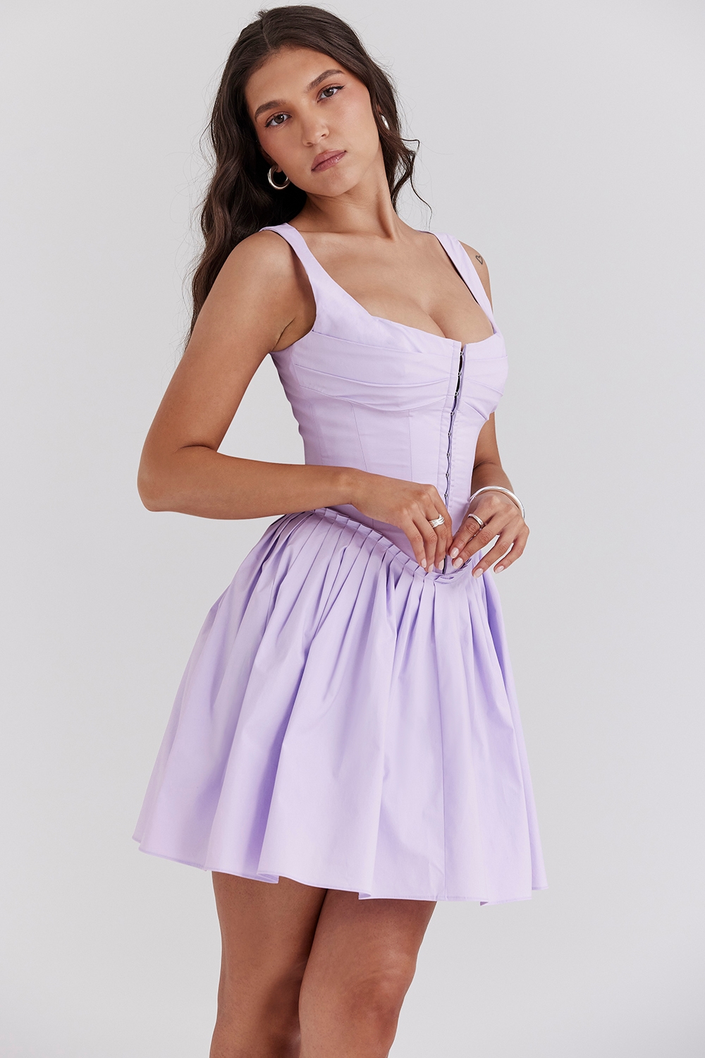 Cupid  Orchid Pleated Cotton Mini Dress — image 5