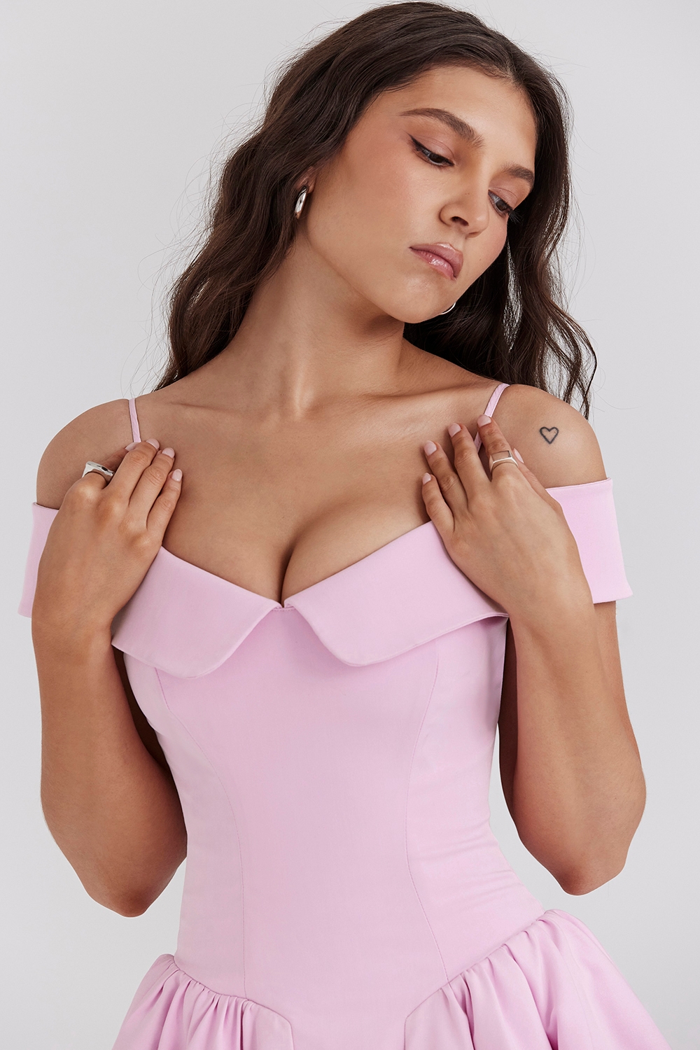 Elida  Cotton Candy Twill Off Shoulder Mini Dress — image 3